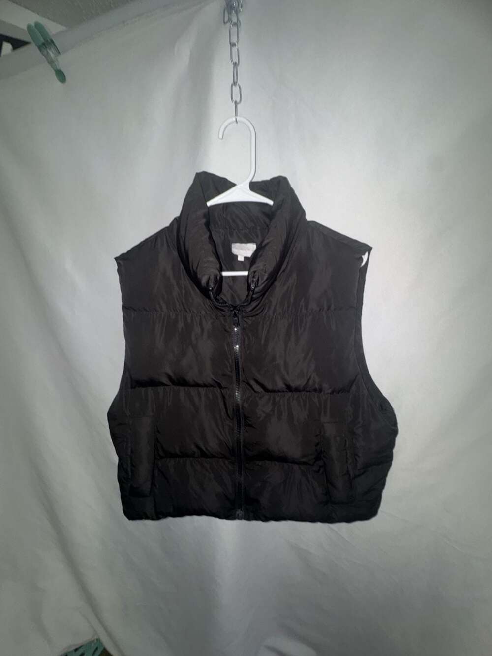 Enbra Black Puffer Vest Size S Full Zip Cropped Winter Outerwear